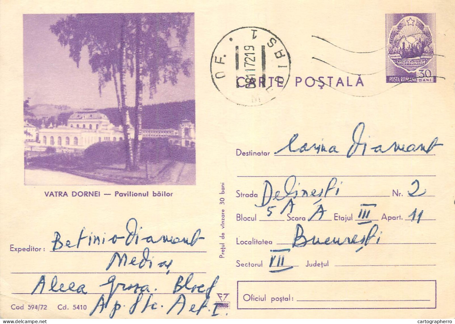 Postal Stationery Postcard Romania Vatra Dornei - Rumänien