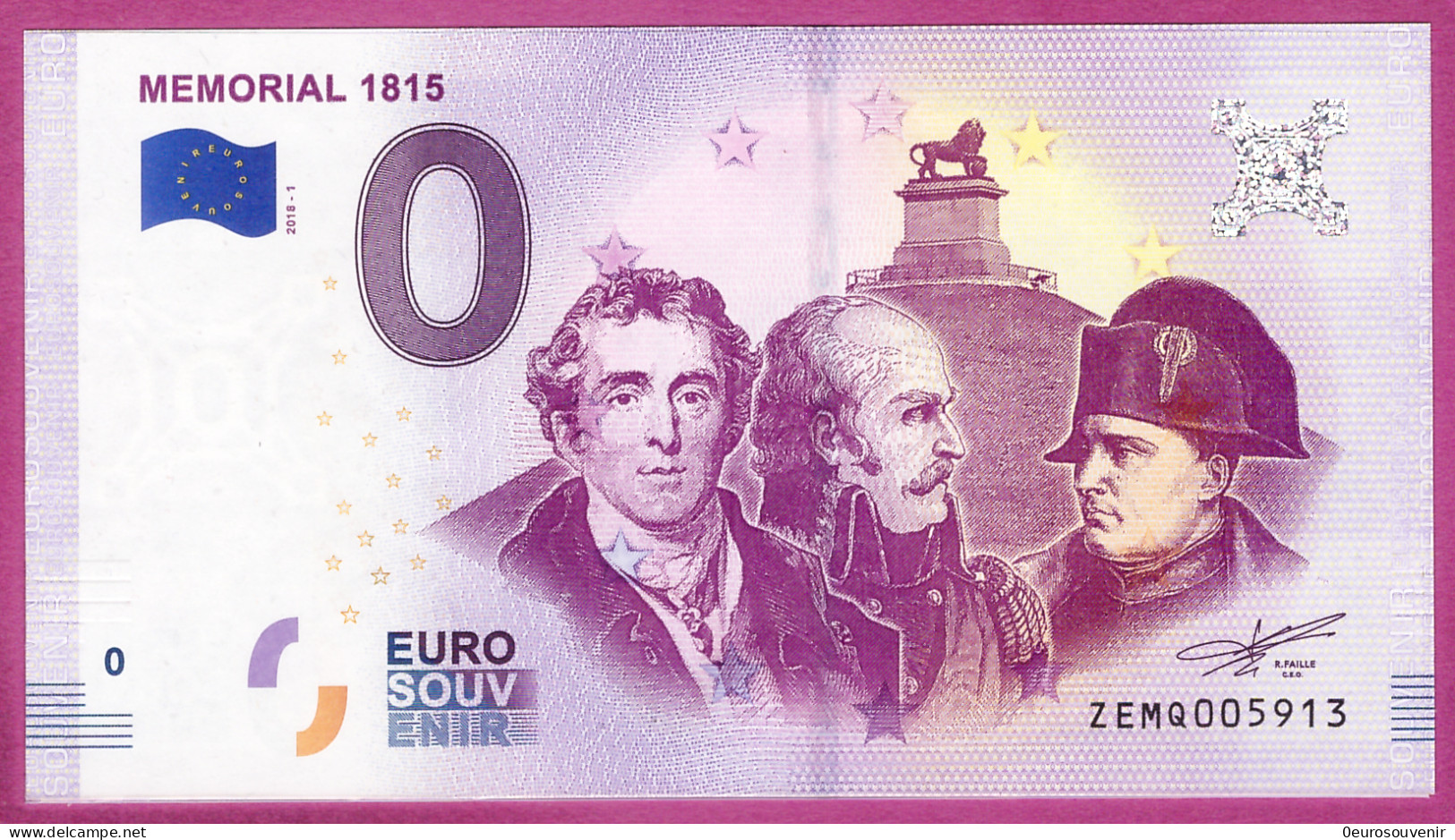 0-Euro ZEMQ 2018-1 MEMORIAL 1815 - Private Proofs / Unofficial