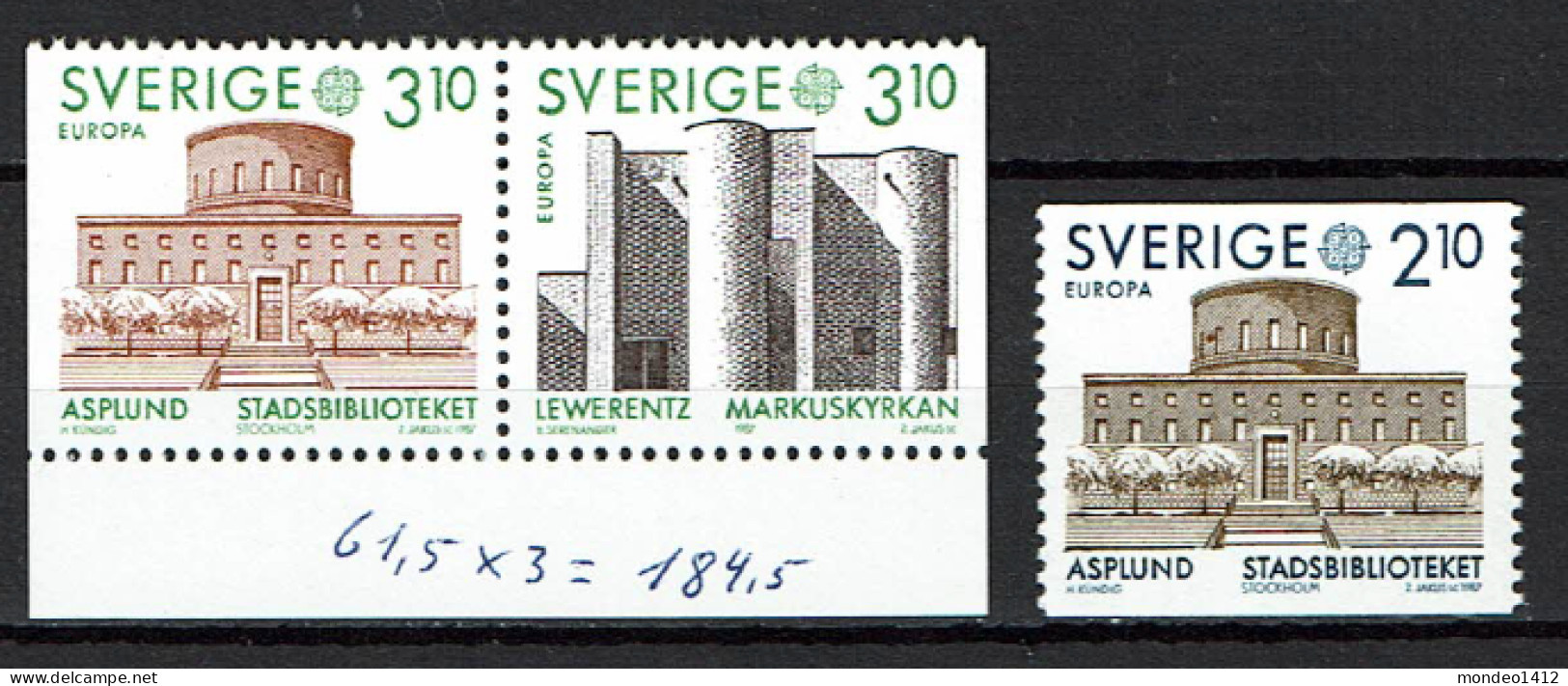 Sweden - 1987 - Yv 1410 à 1412a - EUROPA Stamps - Modern Architectures  - MNH - Unused Stamps