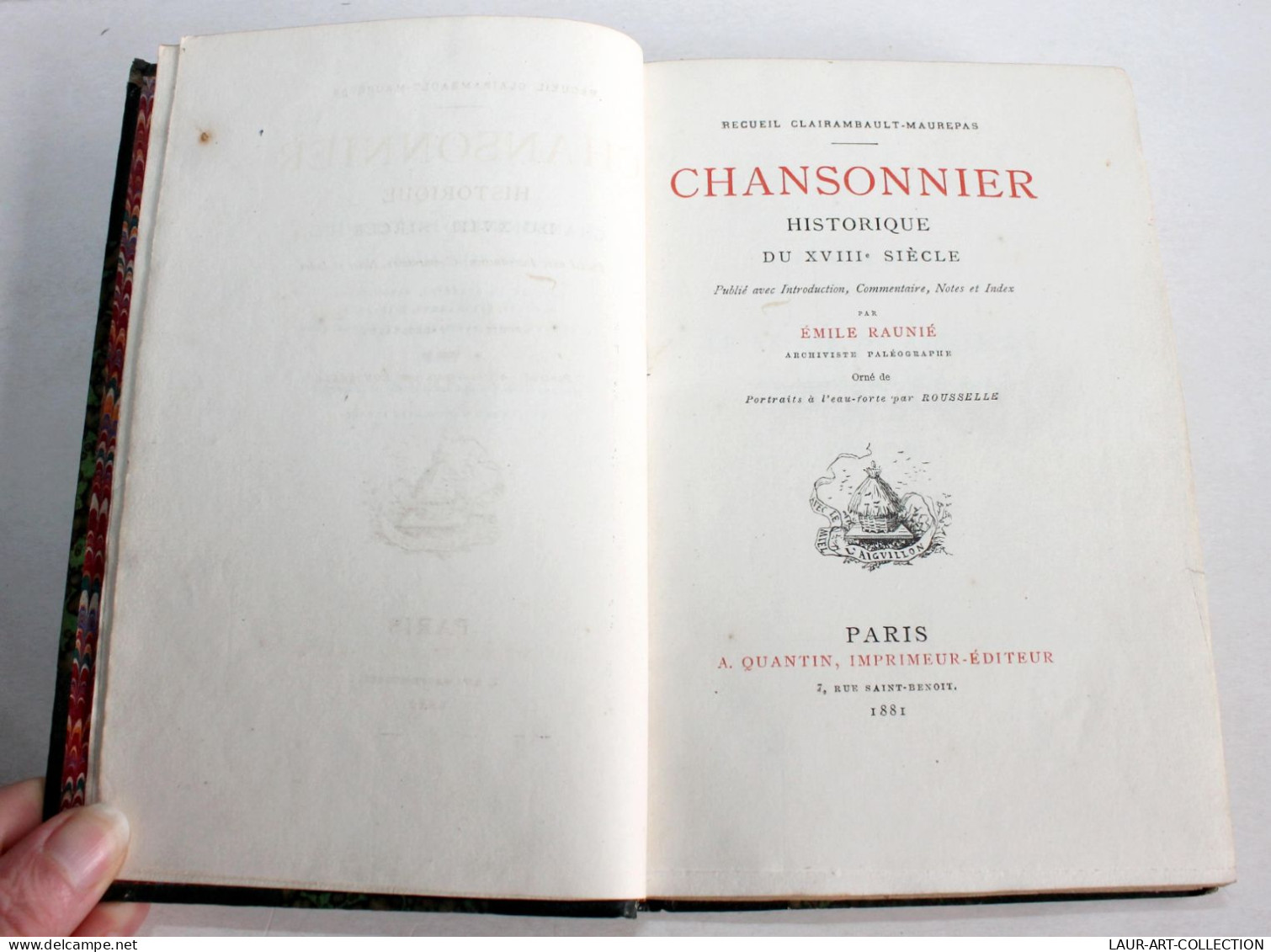 CHANSONNIER HISTORIQUE DU XVIIIe SIECLE De E. RAUNIE PORTRAIT ROUSSELLE, T5 1881 / ANCIEN LIVRE XIXe SIECLE (1803.199) - Música