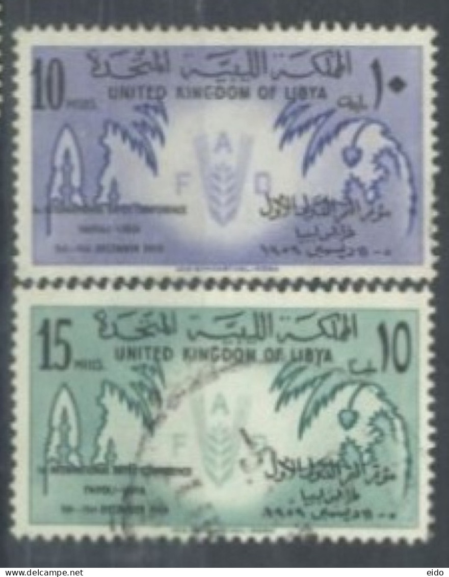 LIBYA.- 1955, INTERNATIONAL DATES CONFERENCE, TRIPOLI STAMPS SET OF 2, MLG & USED. - Libye