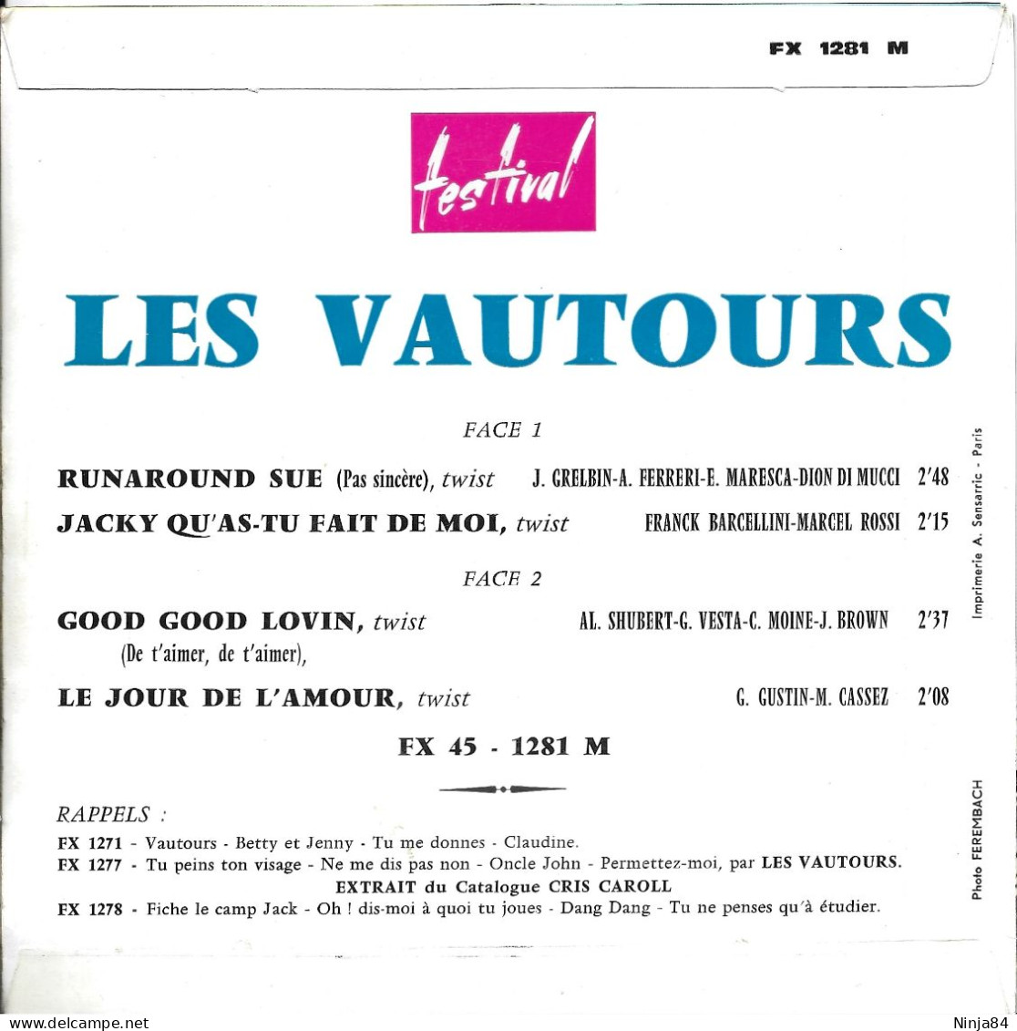EP 45 RPM (7") Les Vautours / James Brown " Le Jour De L’amour  " - Autres - Musique Française