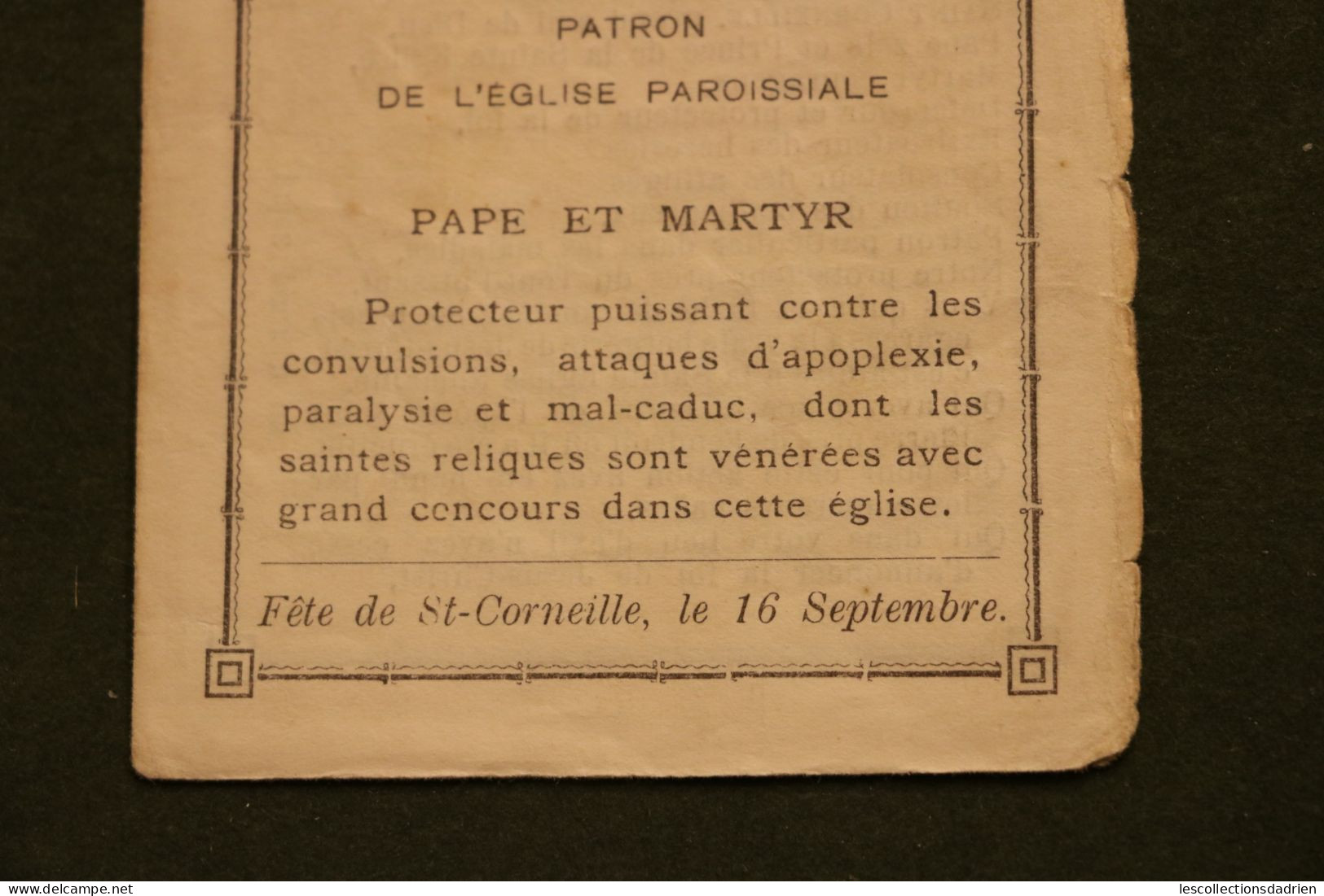 Prière à Saint Corneille 1933 - Pray Saint - Fêcher Micheroux Liège - Devotion Images