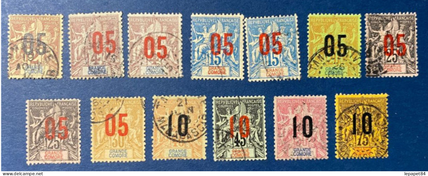 Grande Comore Série De 1912 YT N° 20-21-22-23-24-25-26-27-28-29 - Used Stamps