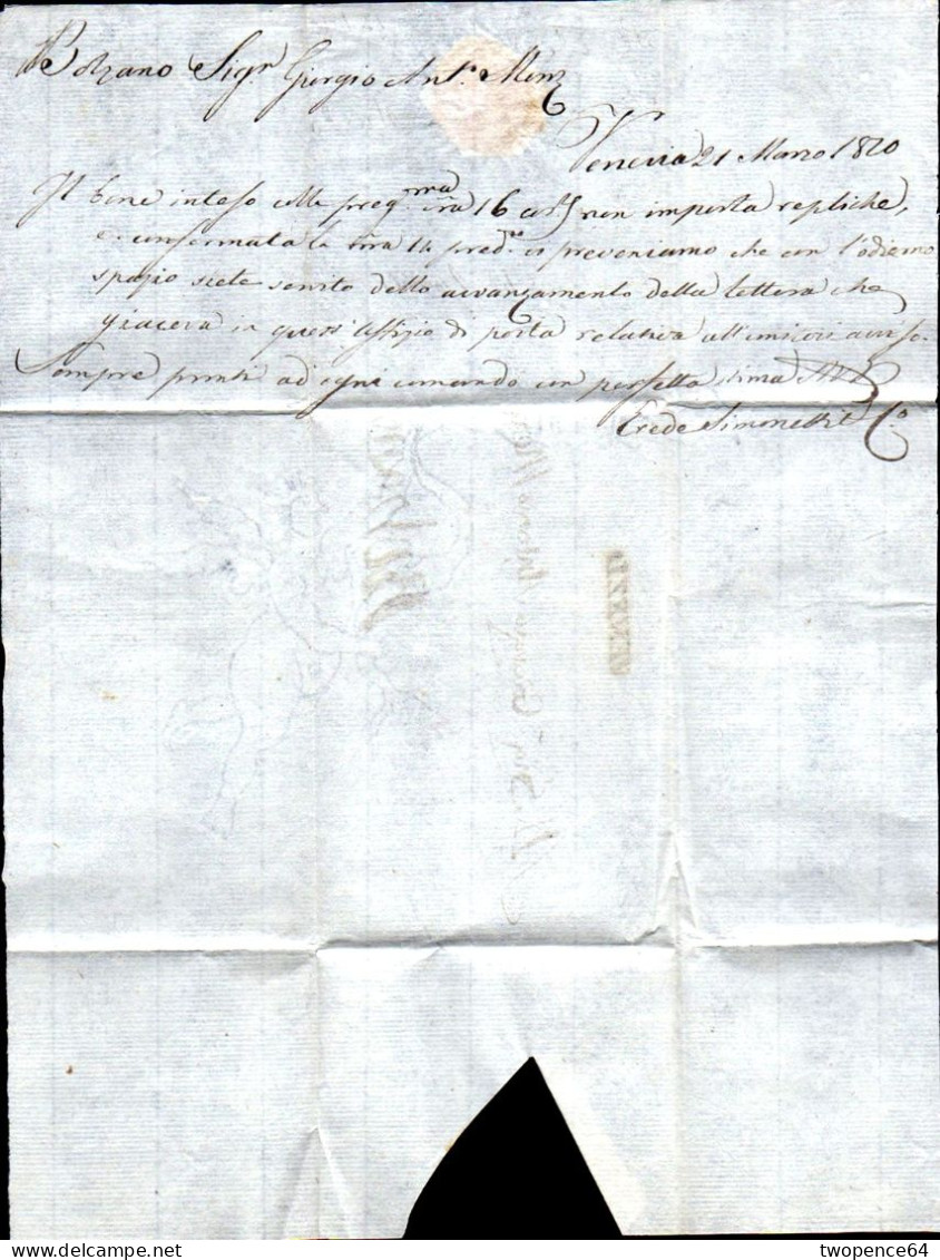 B15 - LETTERA PREFILATELICA DA VENEZIA A BOLZANO 1810 - NAPOLEONICA - ...-1850 Voorfilatelie