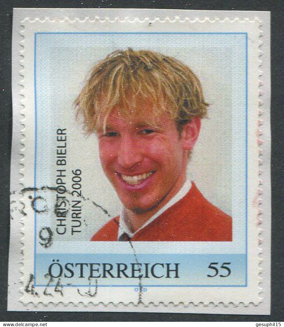 ÖSTERREICH / Briefstück Mit Gestempelter Personalisierter Briefmarke Christoph Bieler Turin 2006 - Sellos Privados