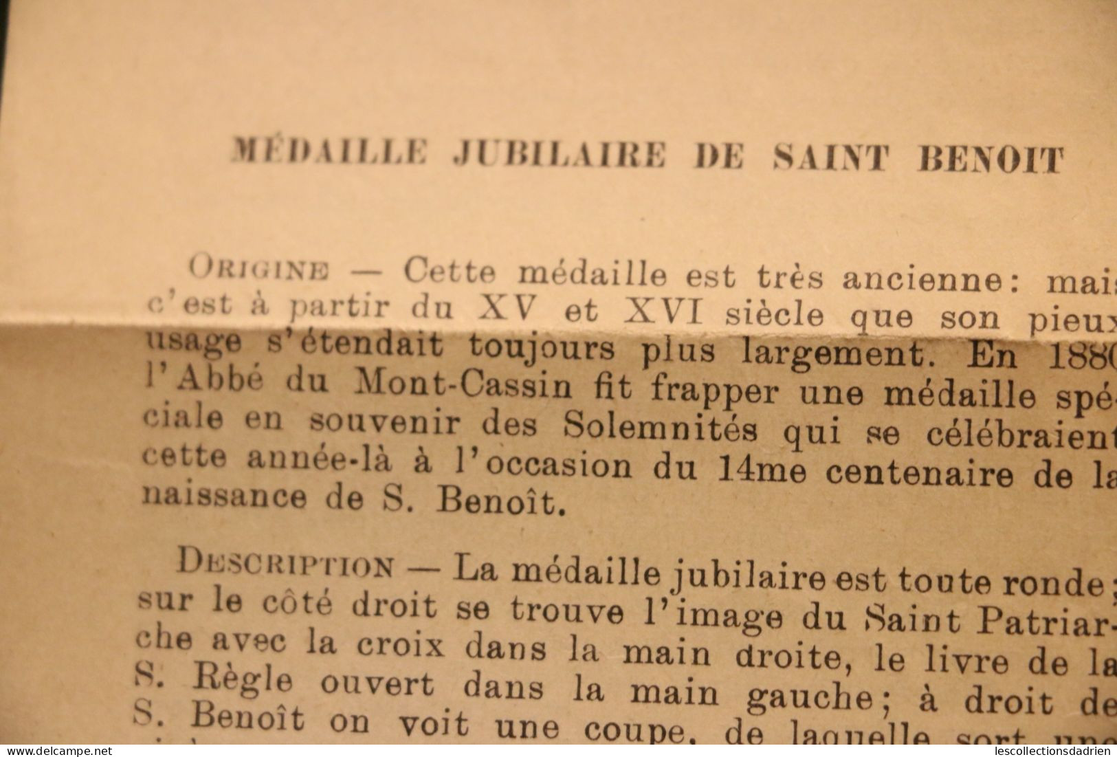 Livret Explicatif Médaille De Saint Benoît - Images Religieuses