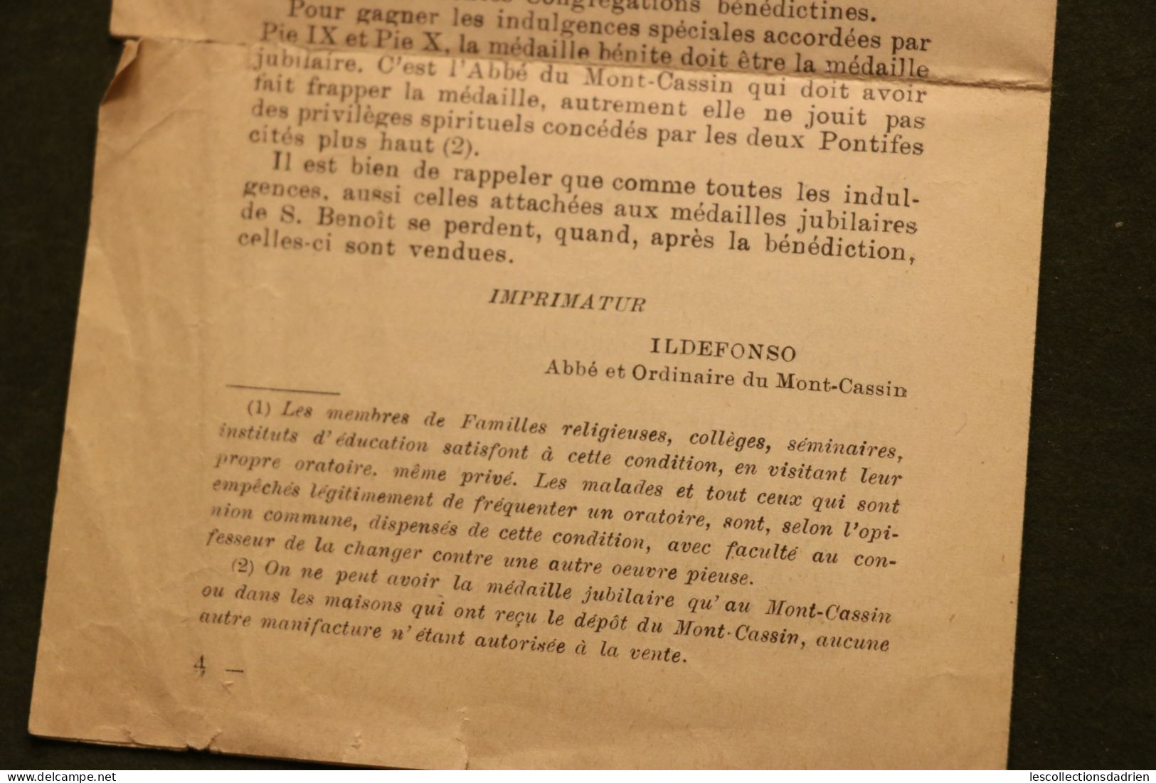 Livret explicatif médaille de Saint Benoît