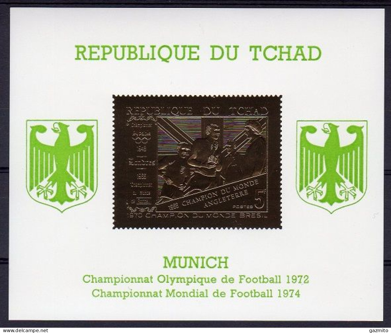 Tchad 1971, Football World Cup In England, Germany, BF GOLD IMPERFORATED - 1966 – Angleterre