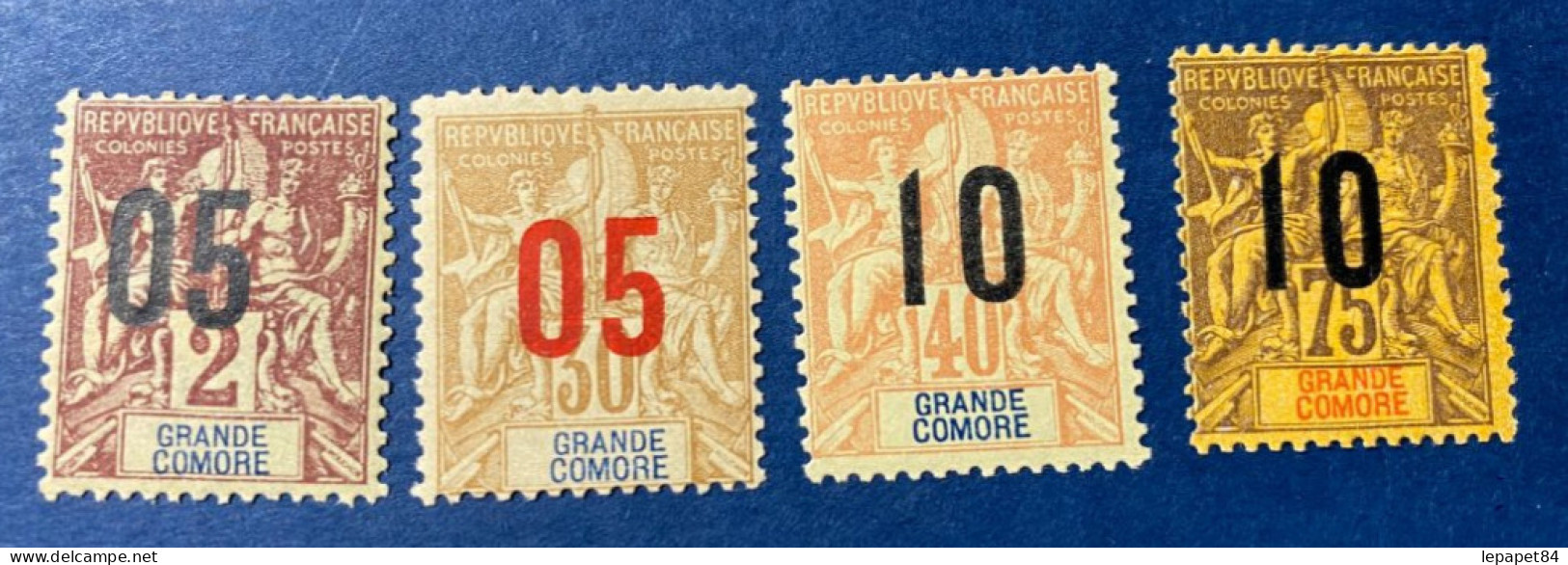 Grande Comore 1912 YT N° 20-25-26-29 Neuf* - Neufs