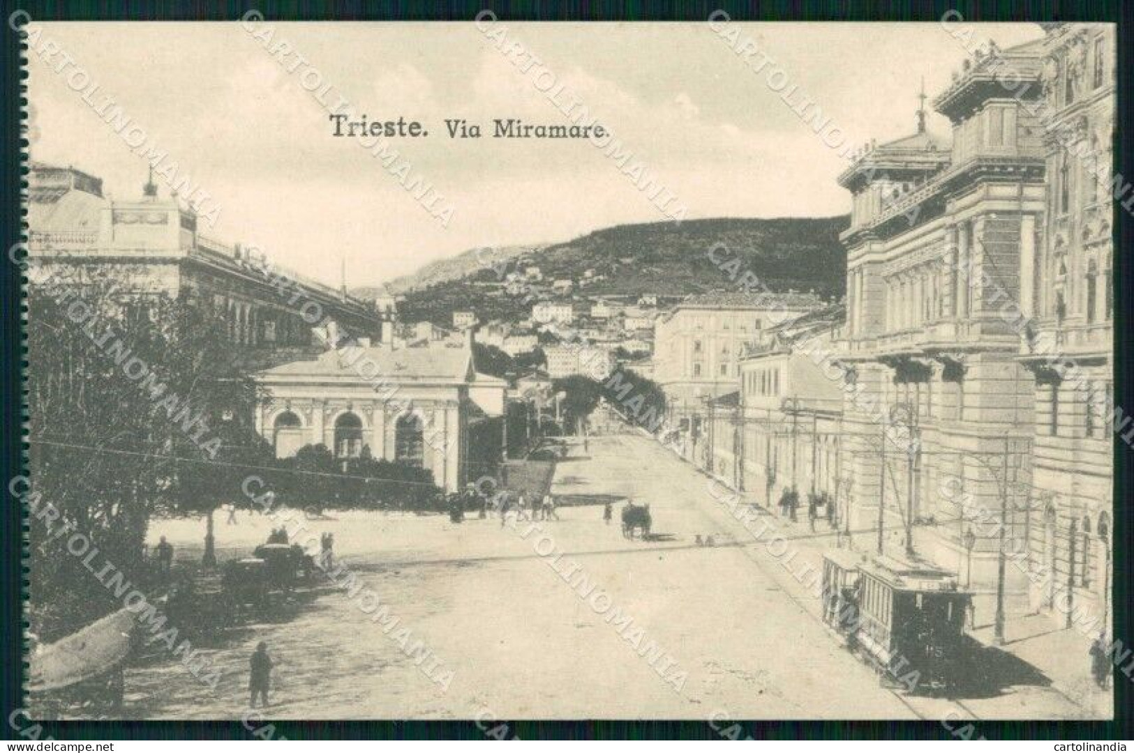 Trieste Città Via Miramare Tram Cartolina RT4648 - Trieste