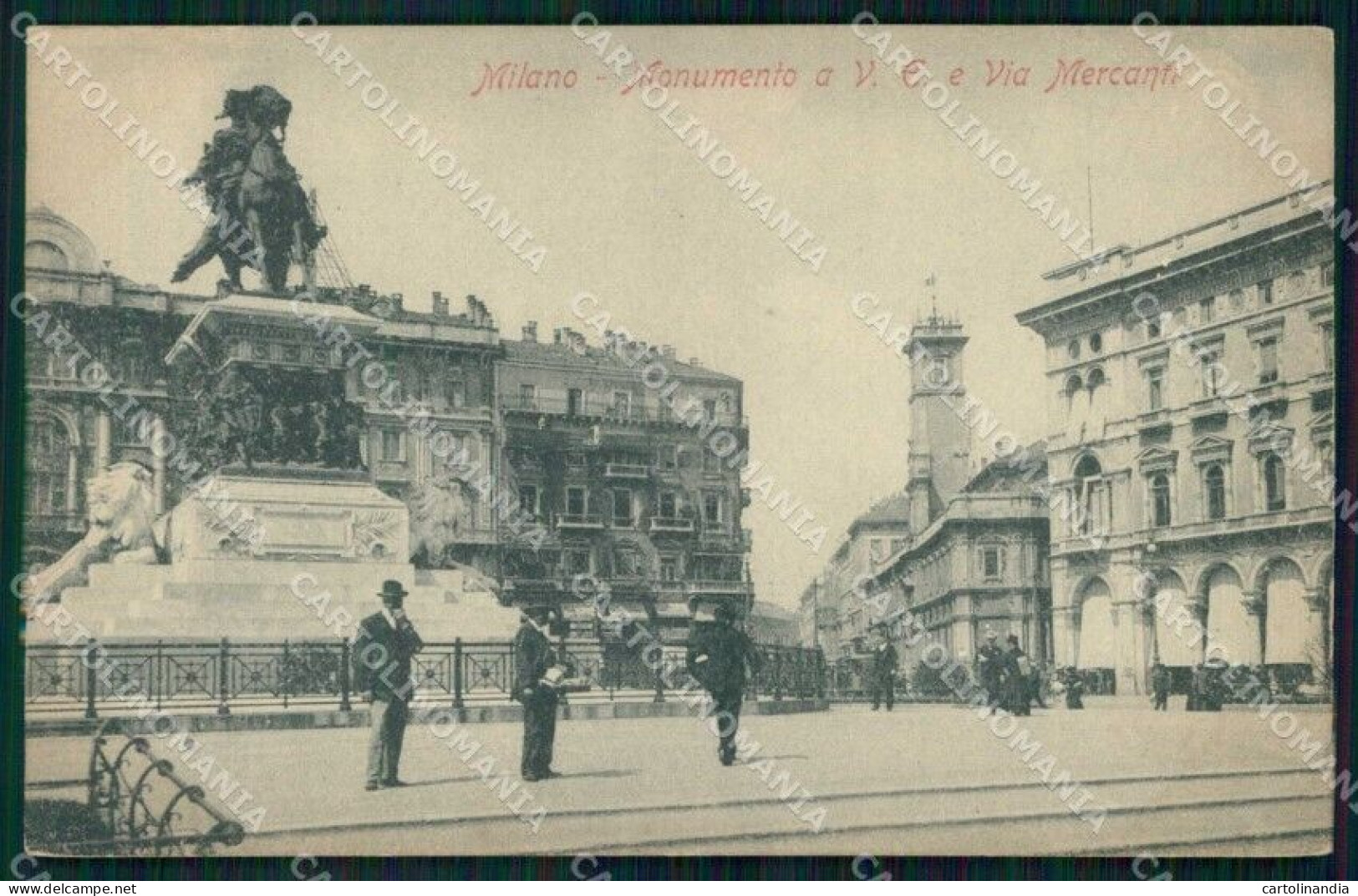 Milano Città Monumento Vittorio Emanuele Via Mercanti Cartolina RT5768 - Milano (Milan)