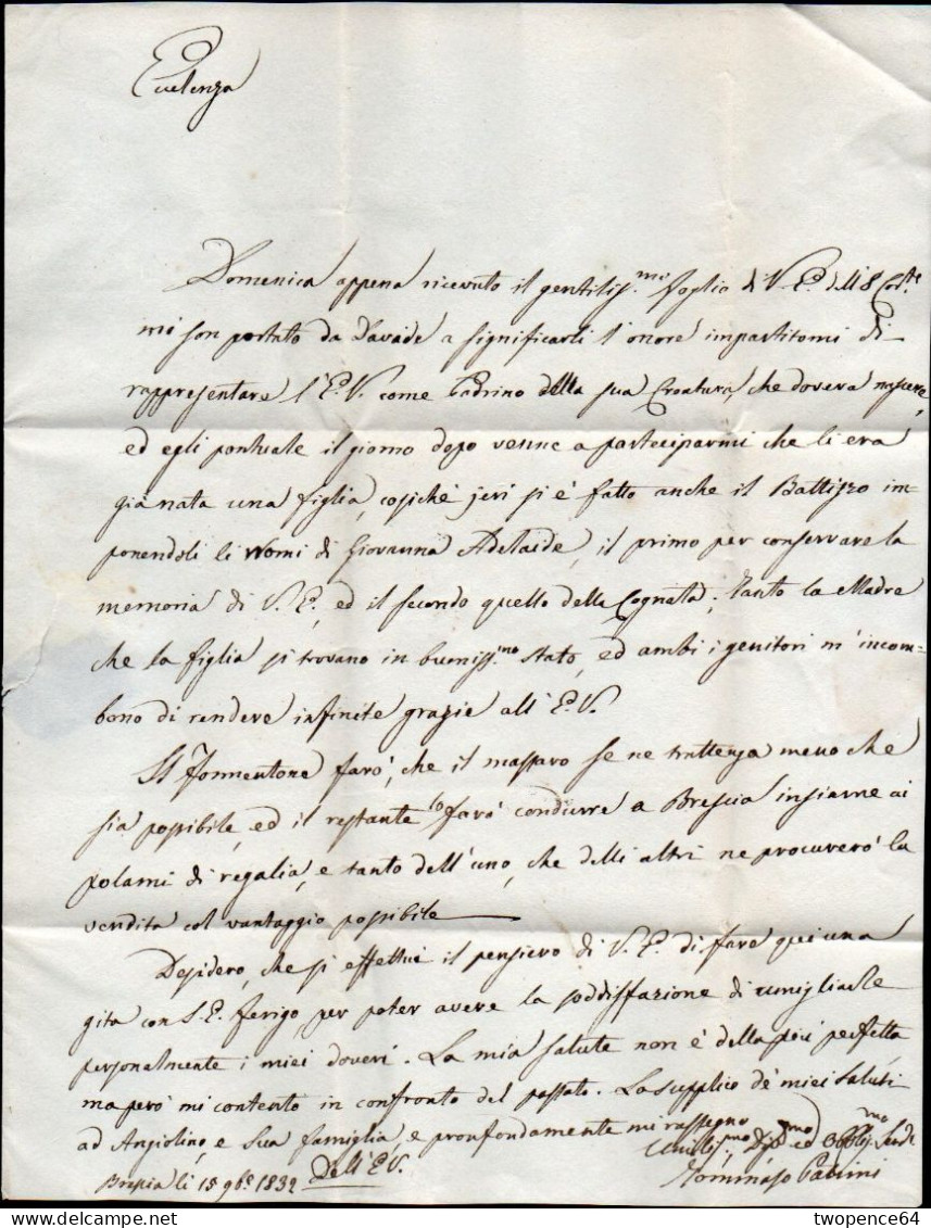 B16 - LETTERA PREFILATELICA DA BRESCIA A MILANO 1832 - ...-1850 Préphilatélie