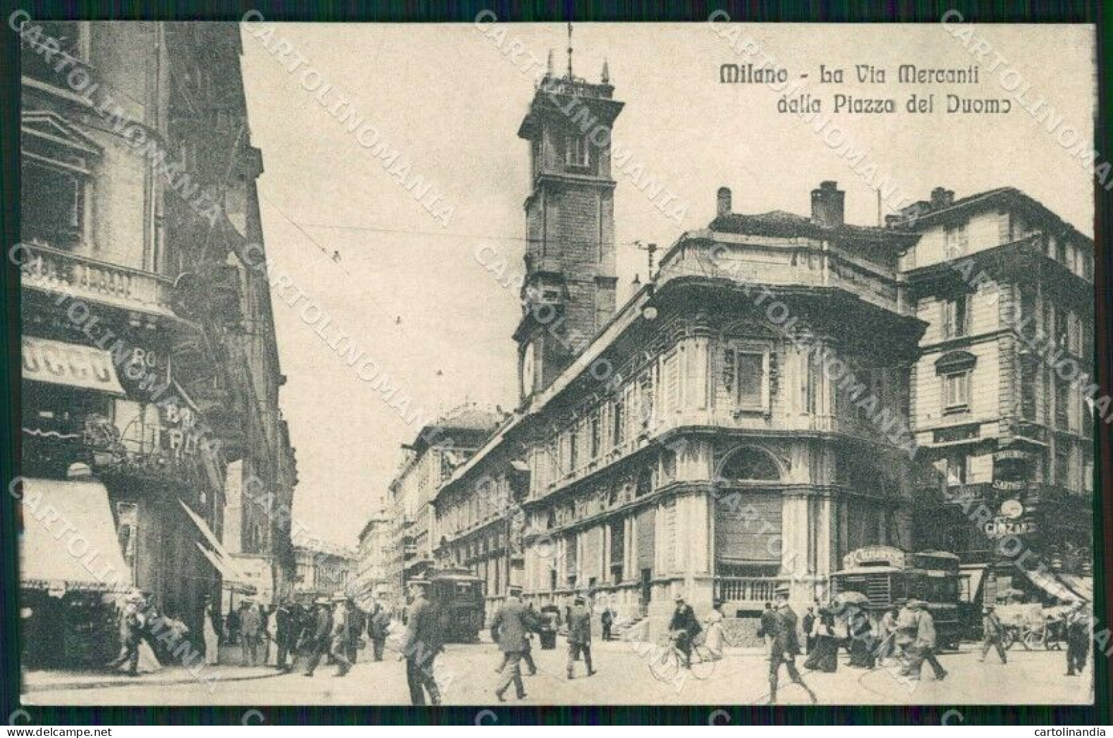 Milano Città Via Mercanti Da Piazza Duomo Tram Alterocca 755 Cartolina RT5267 - Milano