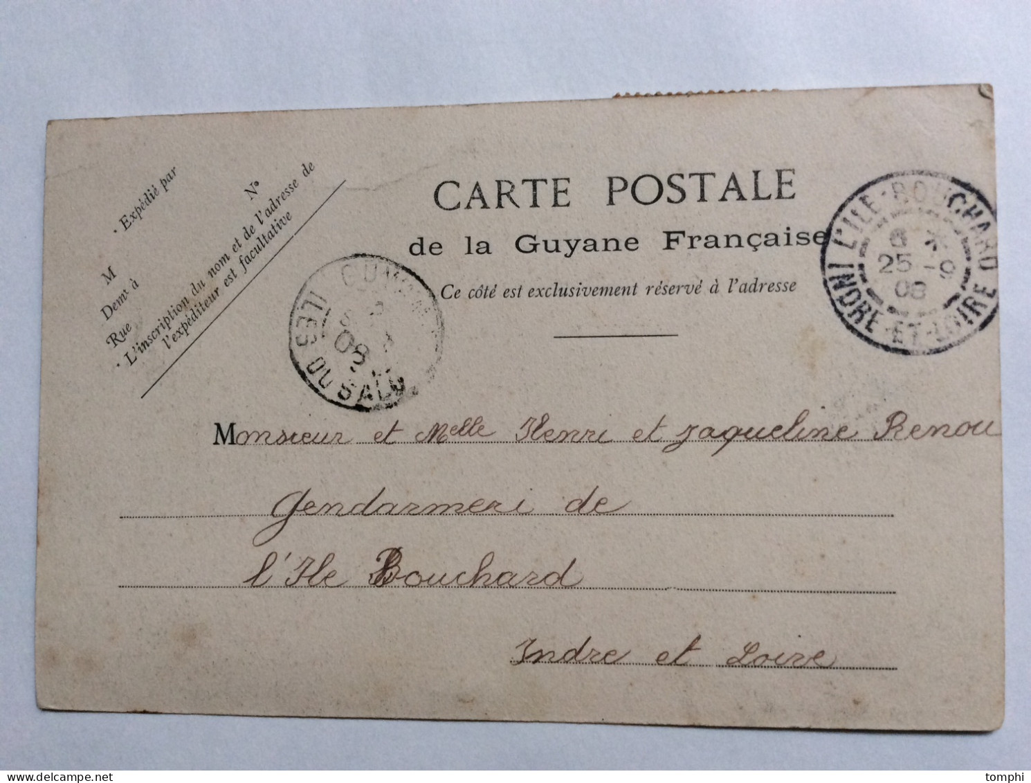 Belle CP Oyapoc Avec N°43 Cachet Iles Du Salut, Tb, Rare, A Voir - Lettres & Documents