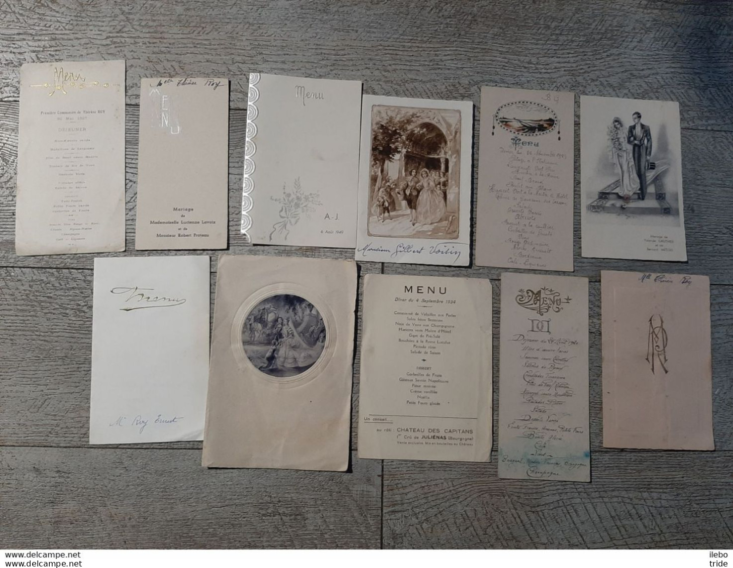 Lot 11 Menus Anciens Mariage Communion Et Autre Menu Ancien - Menu