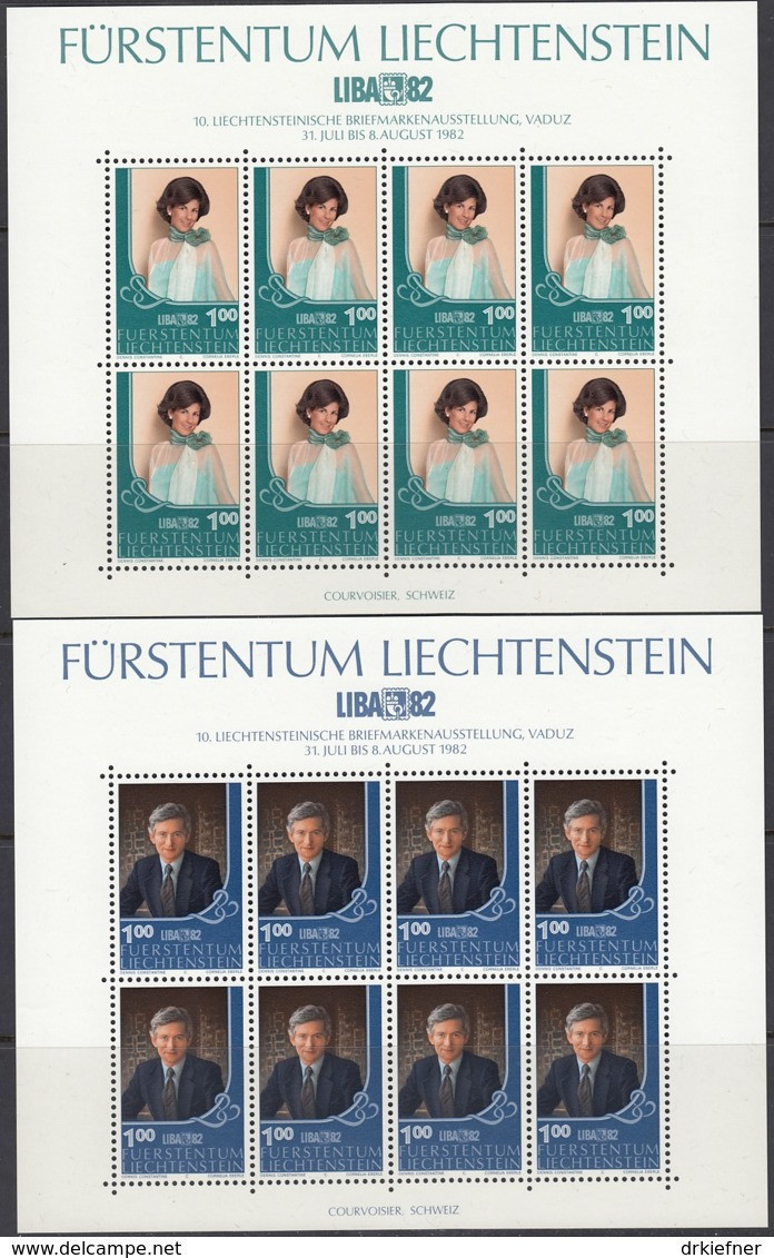 LIECHTENSTEIN,  797-798, 2 Kleinbogen, Postfrisch **,  LIBA '82, 1982 - Blokken