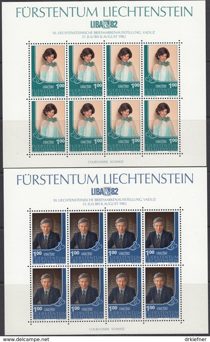 LIECHTENSTEIN,  797-798, 2 Kleinbogen, Postfrisch **,  LIBA '82, 1982 - Bloques & Hojas