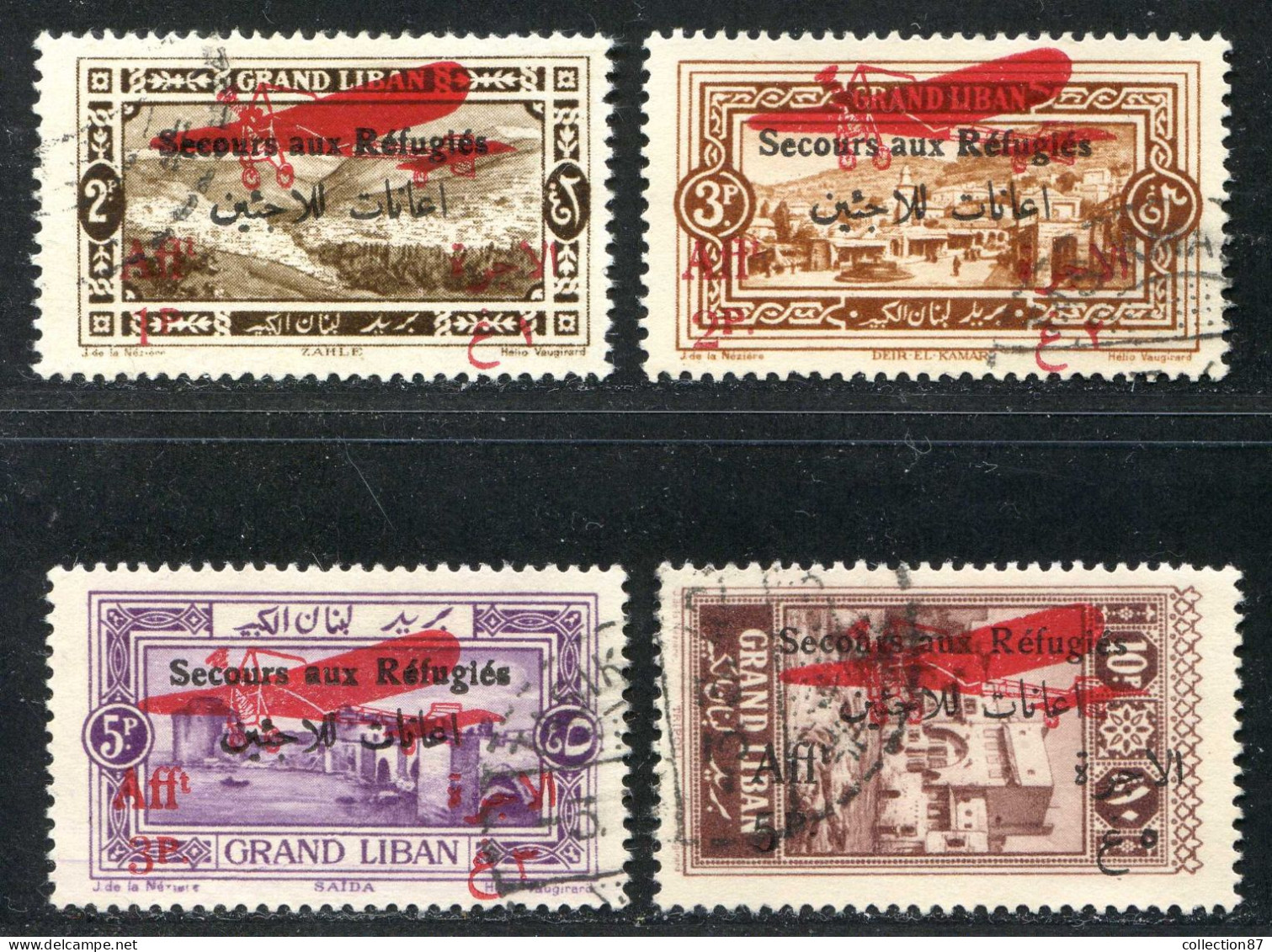 REF 091 > GRAND LIBAN < Yv PA N° 17 à 20 Ø < Oblitéré Dos Visible - Used Ø Cote 48 € - Aéro - Air Mail - Aéreo