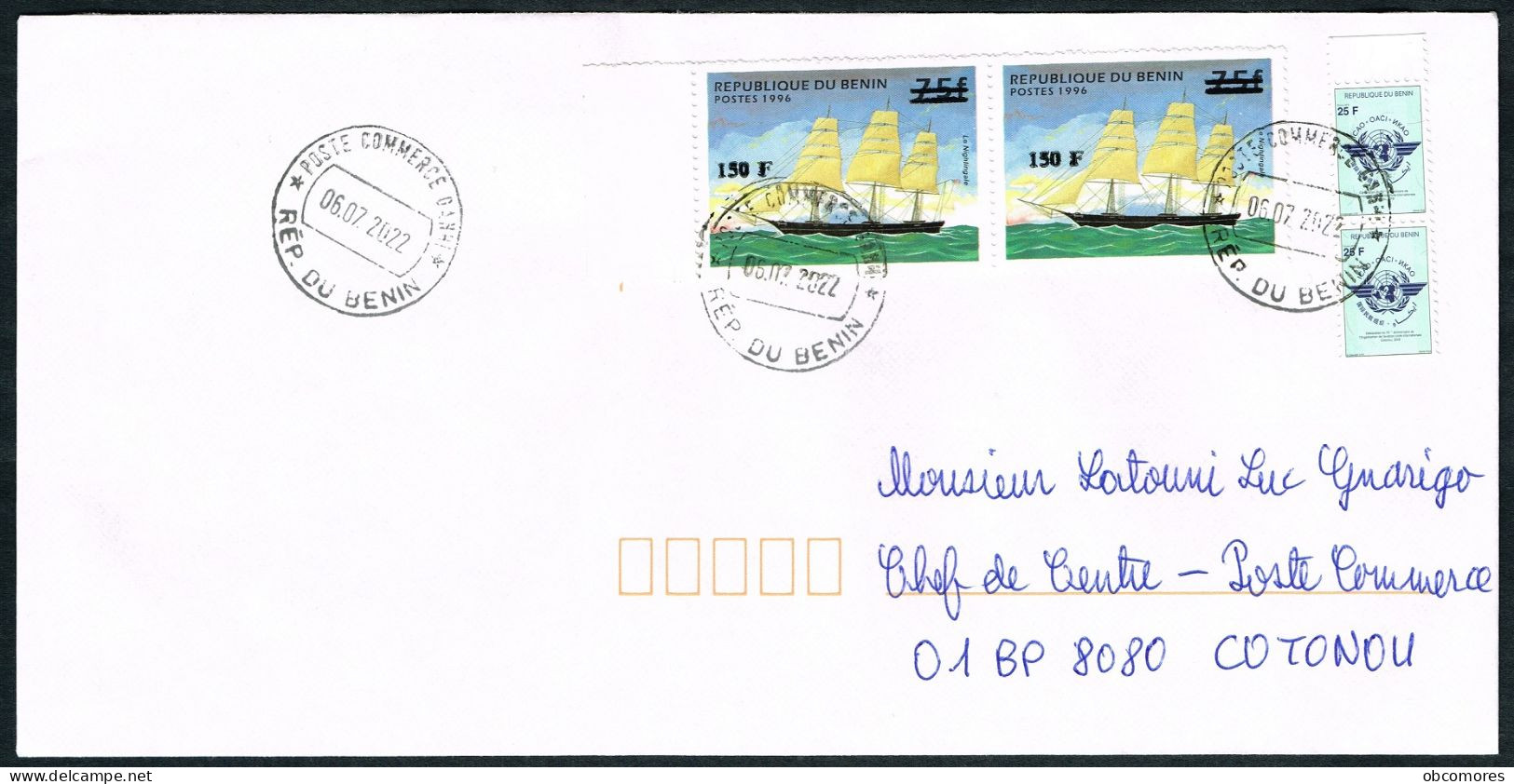 Benin Local Cover 2022 - Surcharge Overprint Mi 1261 Sc 1249 Voilier Sailboat - Short Perforations - Schiffe