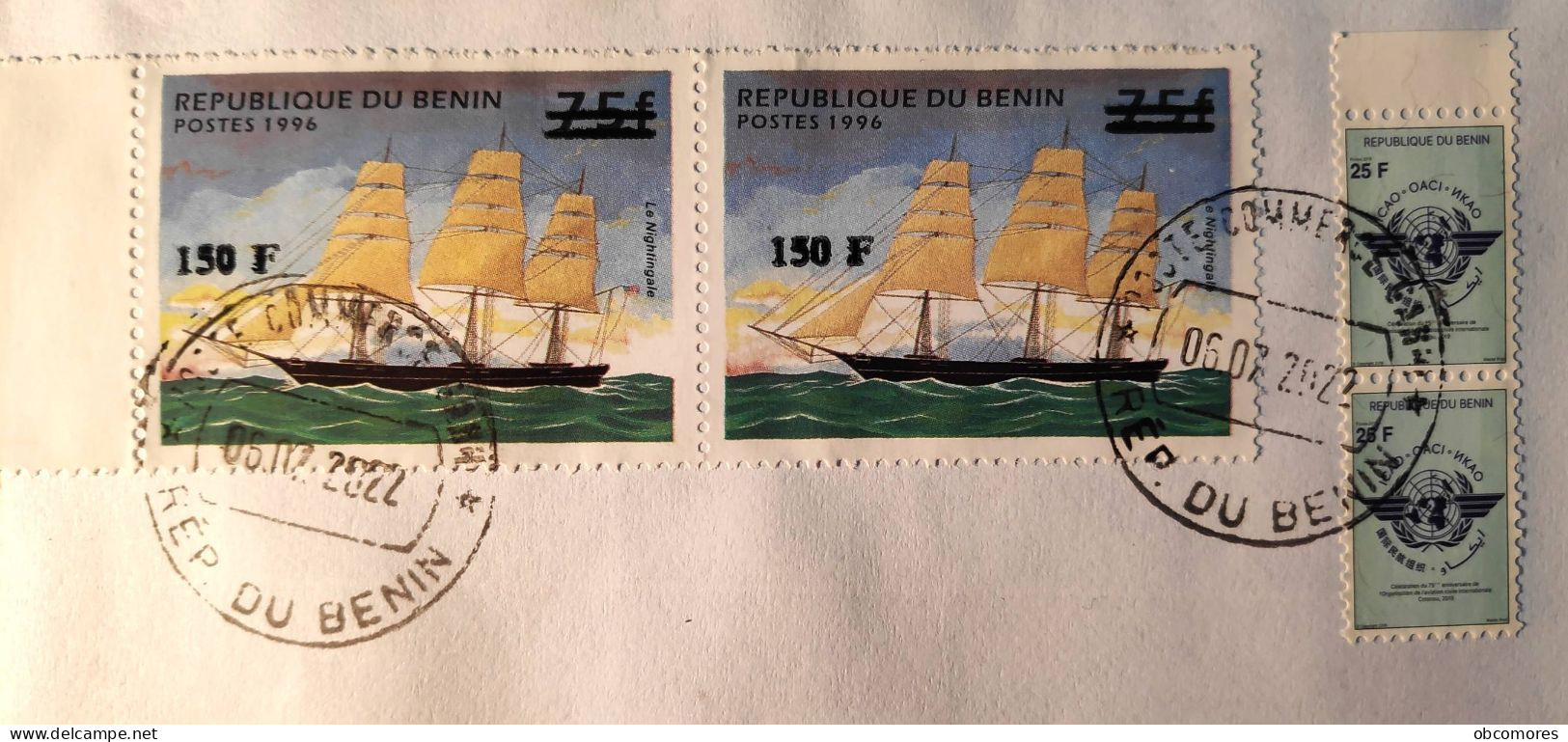 Benin Local Cover 2022 - Surcharge Overprint Mi 1261 Sc 1249 Voilier Sailboat - Short Perforations - Schiffe