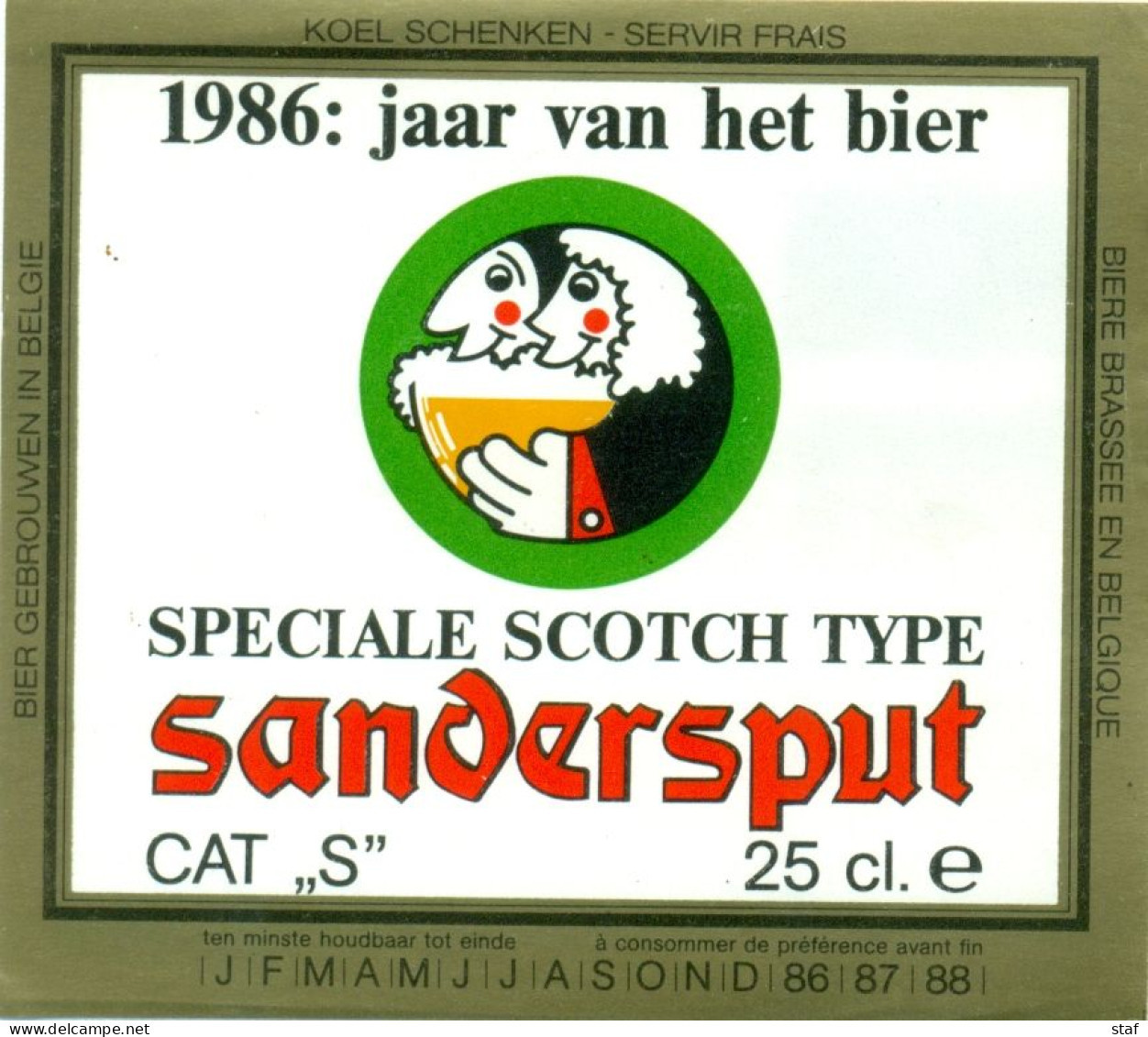 Oud Etiket Bier Speciale Scotch Type Sandersput - 1986 : Jaar Van Het Bier - Brouwerij / Brasserie Sandersput Te Ninove - Beer
