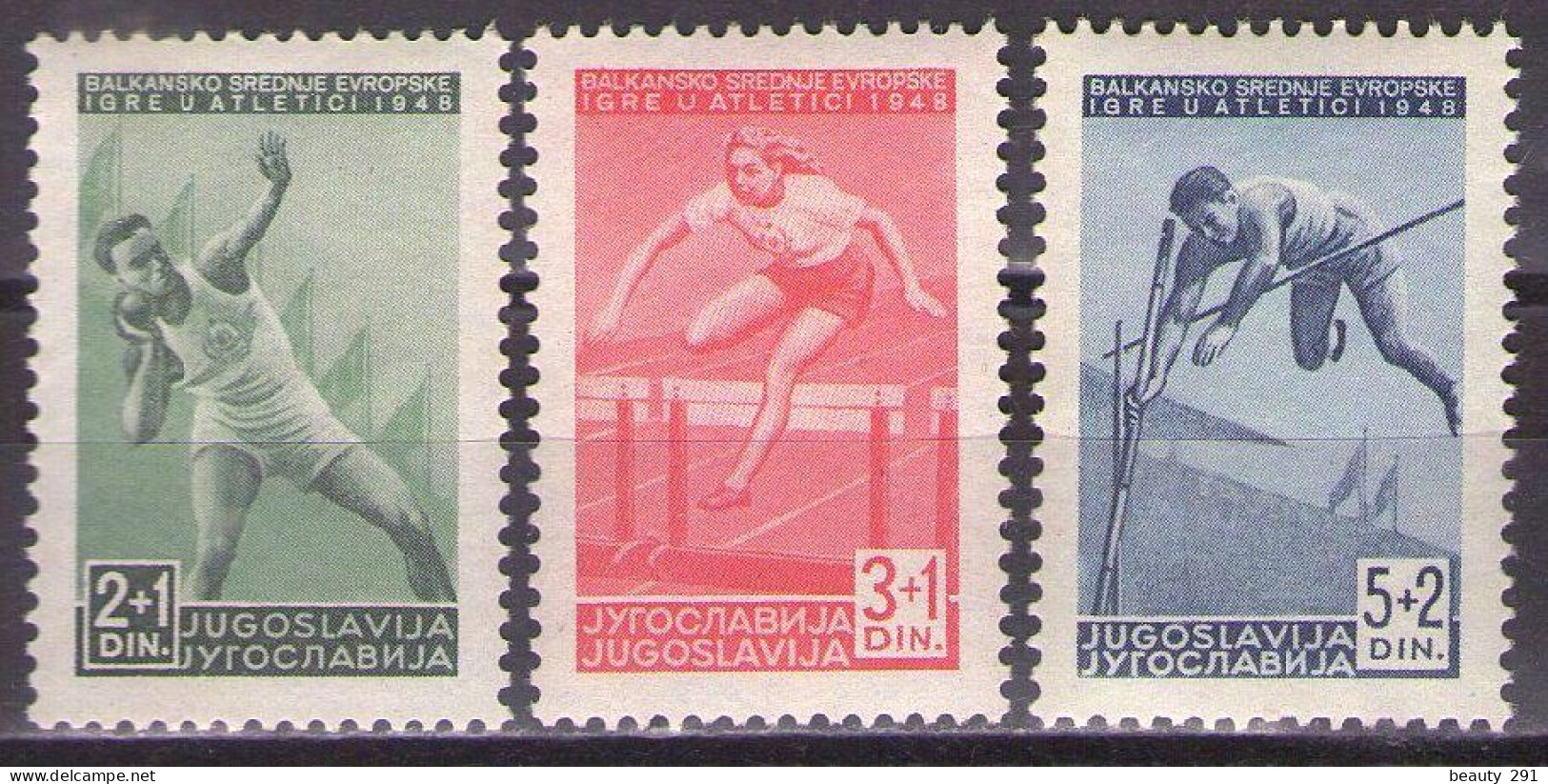 Yugoslavia 1948 Projected Balkan Games - Athletics, Mi 557-559 - MNH**VF - Nuovi