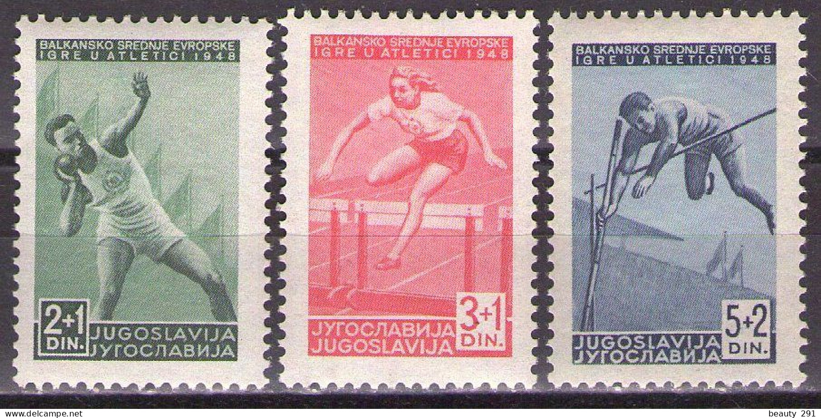 Yugoslavia 1948 Projected Balkan Games - Athletics, Mi 557-559 - MNH**VF - Ongebruikt