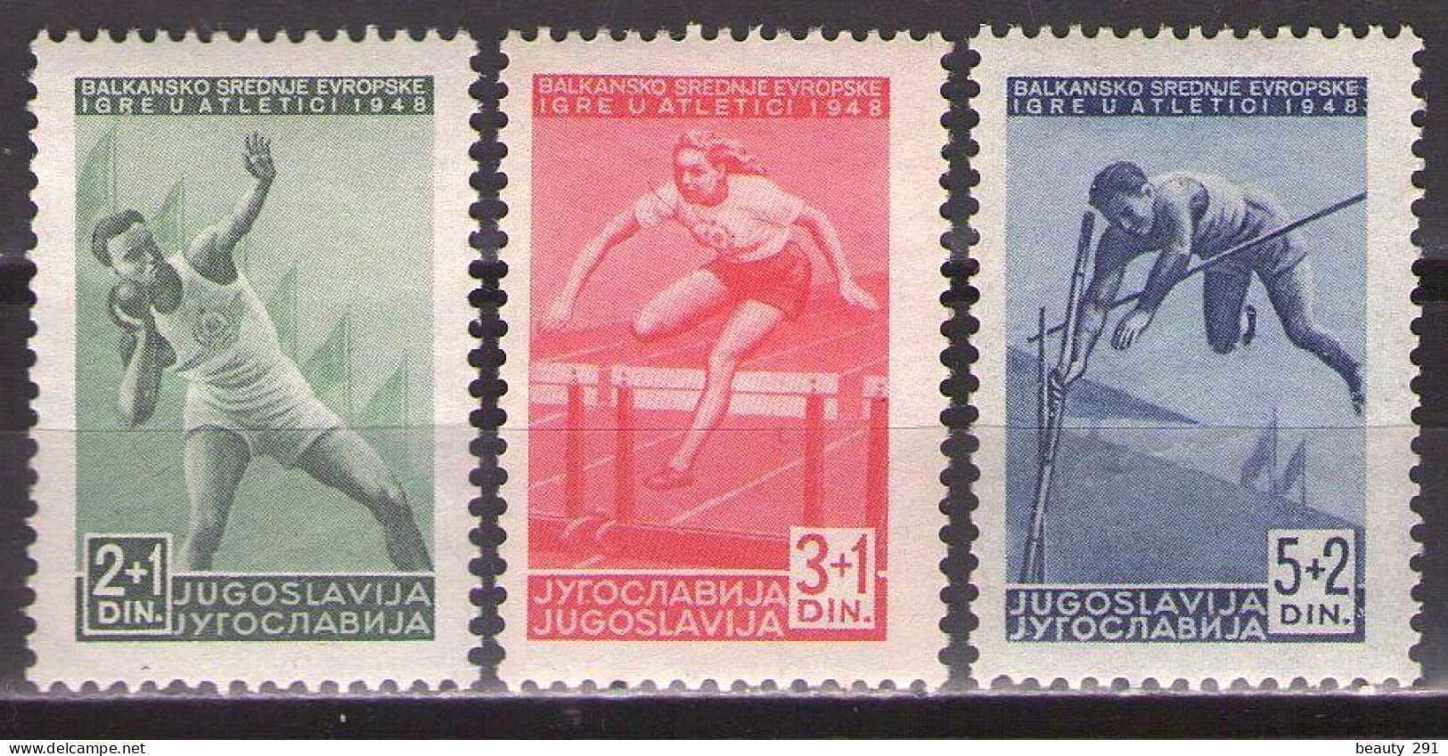 Yugoslavia 1948 Projected Balkan Games - Athletics, Mi 557-559 - MNH**VF - Neufs