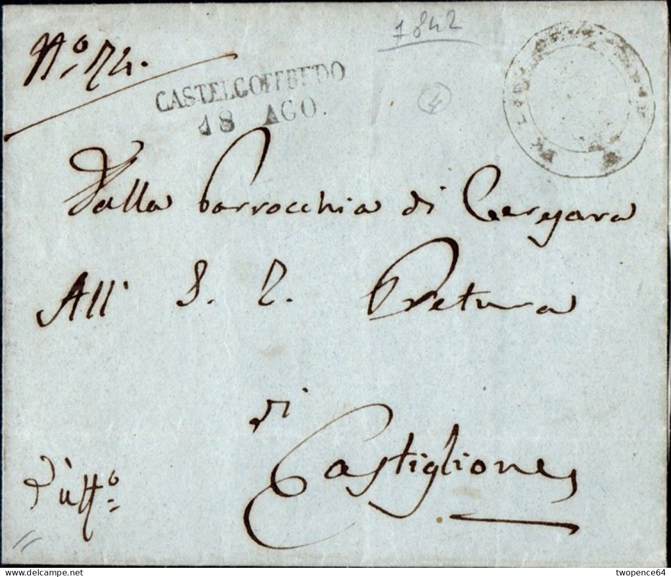 B19 - LETTERA PREFILATELICA DA CASTELGOFFREDO A CASTIGLIONE 1842 - 1. ...-1850 Prephilately