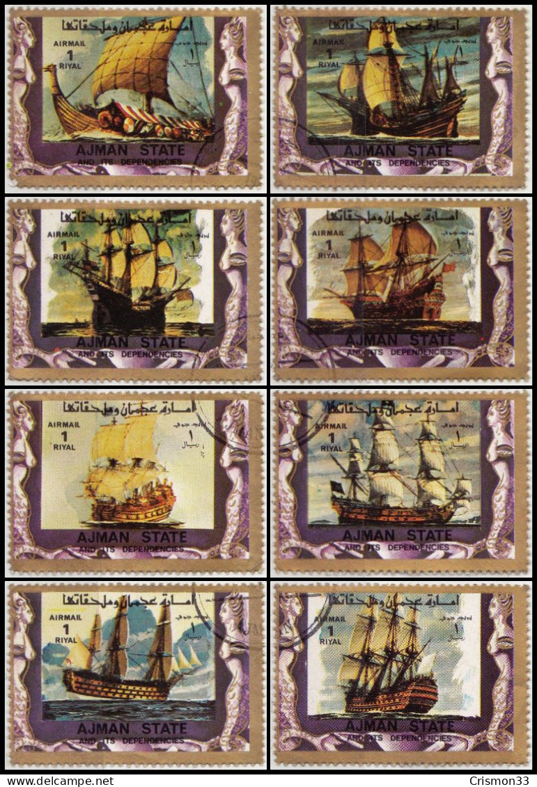 1973 - AJMAN - BARCOS VELEROS - MICHEL 2877,2878,2879,2880,2881,2882,2883,2884 - Sonstige - Asien