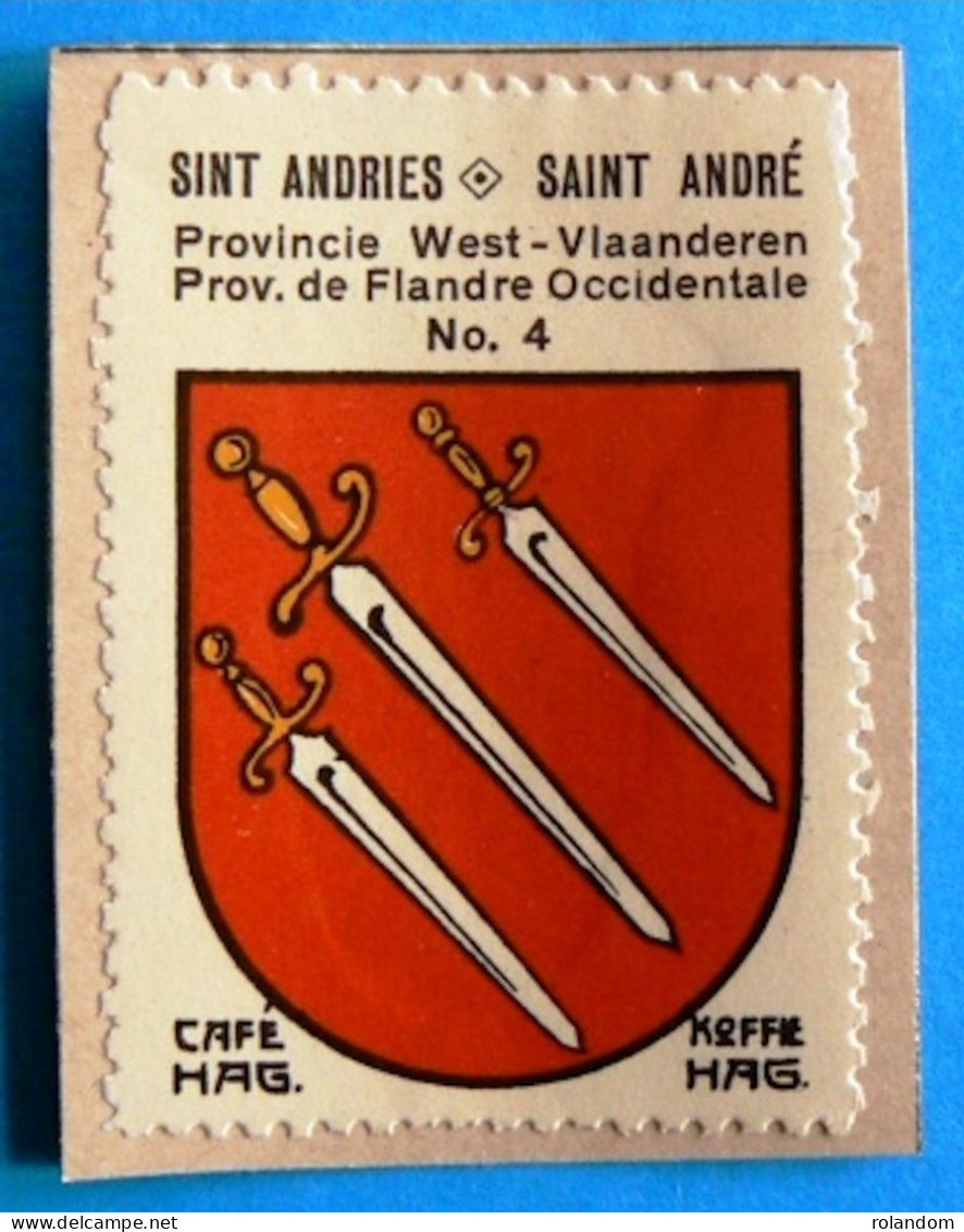 West-Vl N004 Sint-Andries Brugge Saint-André Timbre Vignette 1930 Café Hag Armoiries Blason écu TBE - Thé & Café