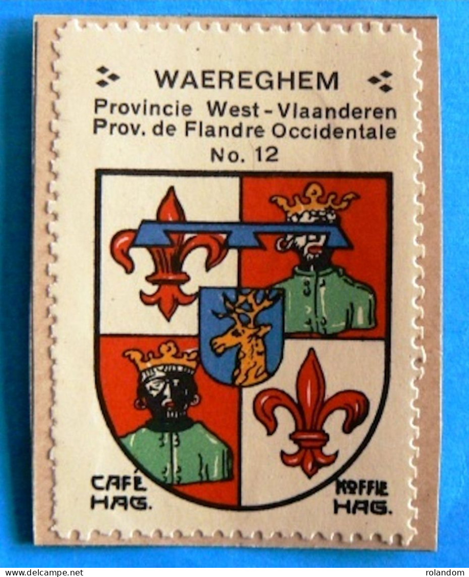 West-Vl N012 Waereghem Waregem Timbre Vignette 1930 Café Hag Armoiries Blason écu TBE - Thee & Koffie