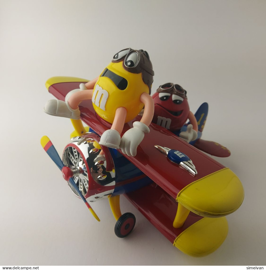 M&Ms Rare Vintage Airplane Candy Sweets Dispenser Biplane Figure M And M #5538 - Antikspielzeug