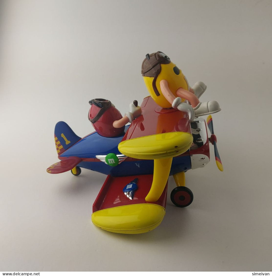 M&Ms Rare Vintage Airplane Candy Sweets Dispenser Biplane Figure M And M #5538 - Antikspielzeug