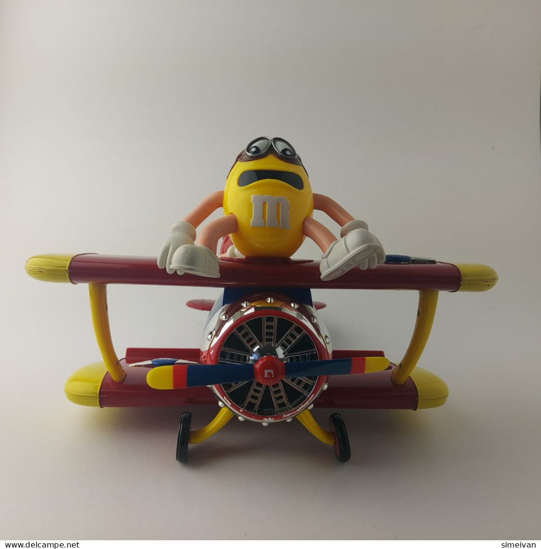 M&Ms Rare Vintage Airplane Candy Sweets Dispenser Biplane Figure M And M #5538 - Giocattoli Antichi