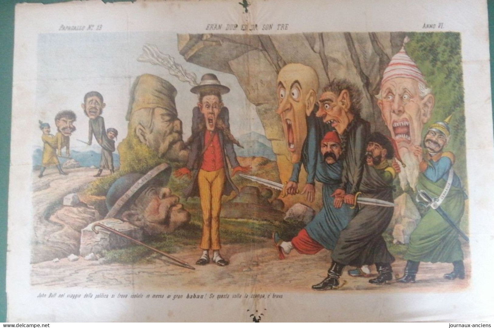 1878 LE PERROQUET - Augusto GROSSI - CARICATURE POLITIQUE - ANGLETERRE - ITALIE - ALLEMAGNE - TURQUIE - GRECE - RUSSIE - 1850 - 1899