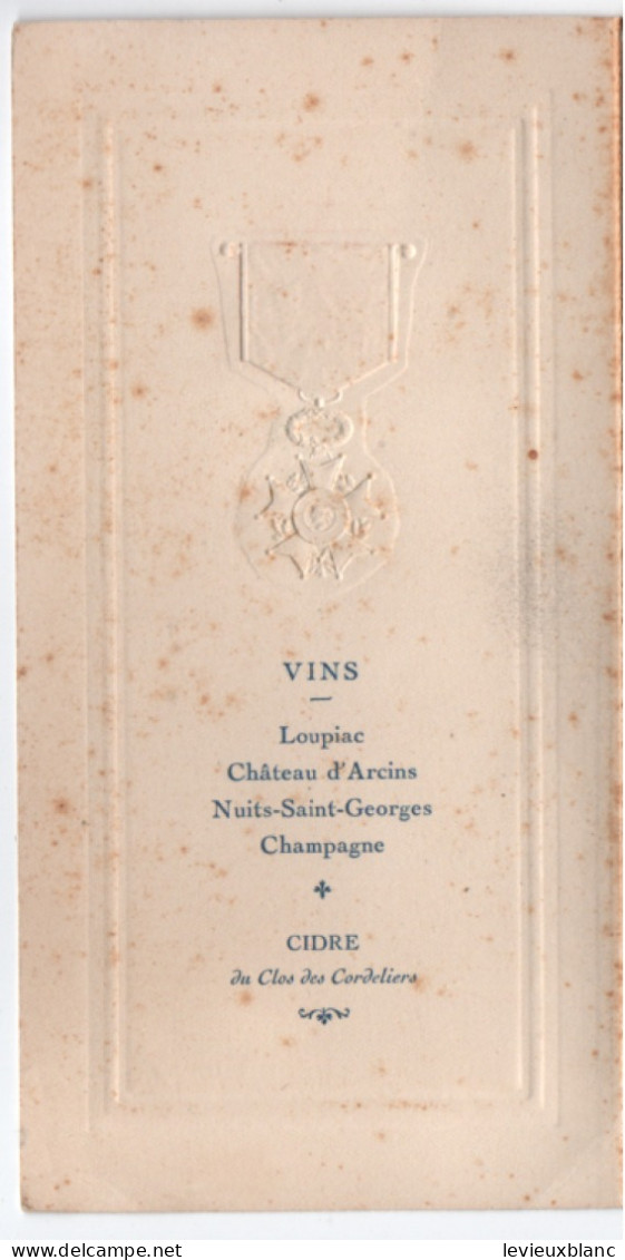 "Banquet offert à M Auguste MADELAINE " / Menu/ Conseiller d'arrondissement/ Légion d'Honneur/ 1929     MENU330