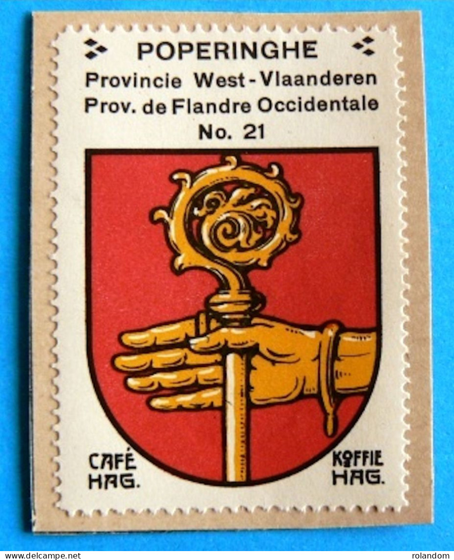 West-Vl N021 Poperinghe Poperinge Timbre Vignette 1930 Café Hag Armoiries Blason écu TBE - Thee & Koffie