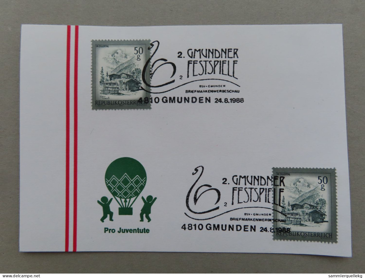 Österreich Pro Juventute - Mit Sonderstempel 24. 8. 1988 Gmunden, 2. Gmundner Festspiele (Nr.719) - Other & Unclassified