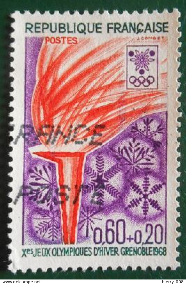 1545 France 1968 Oblitéré Jeux Olympiques D’hiver Grenoble Flamme - Used Stamps