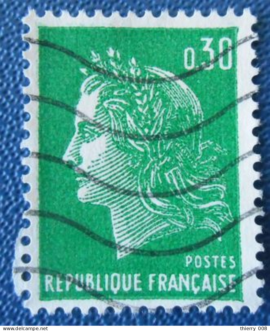 1611 France 1969 Oblitéré Marianne De Cheffer 30c Vert Typographie - Used Stamps