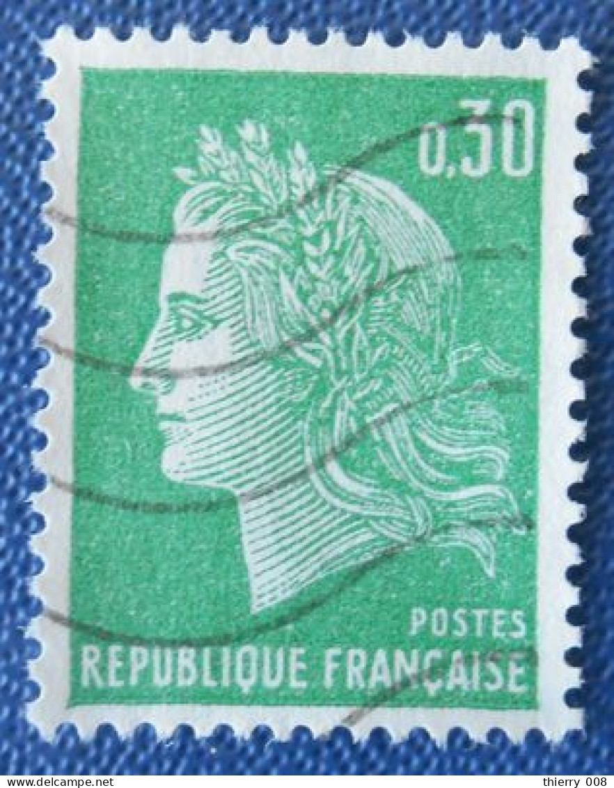 1611 France 1969 Oblitéré Marianne De Cheffer 30c Vert Typographie - Used Stamps