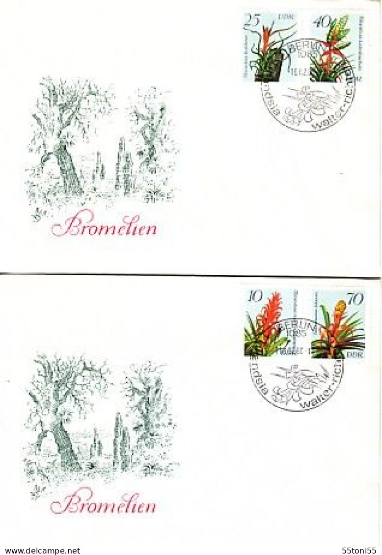 1988 Flora Flowers – Bromelien  2 FDC DDR/Germany - Otros & Sin Clasificación