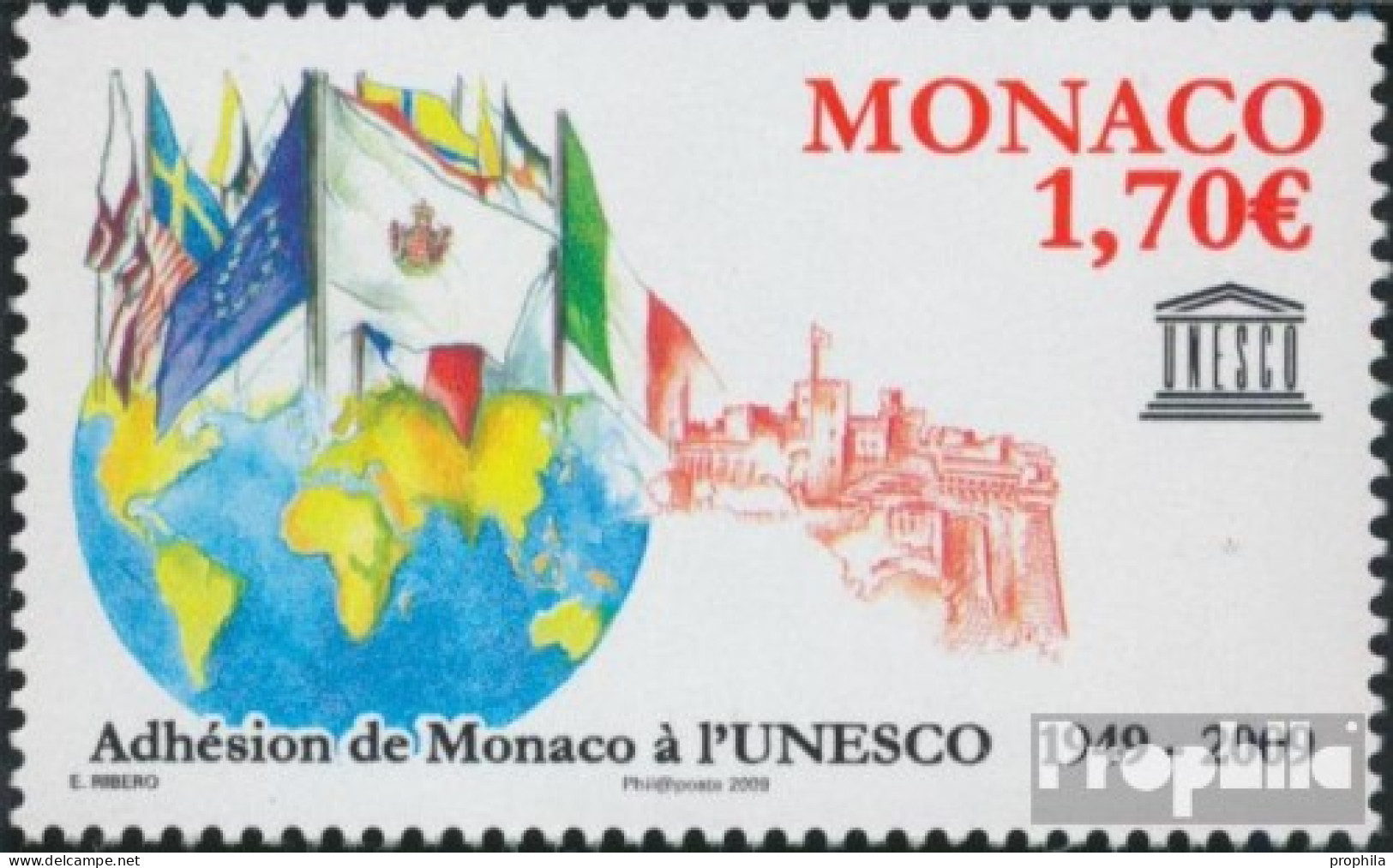 Monaco 2937 (kompl.Ausg.) Postfrisch 2009 60 Jahre UNESCO-Mitglied - Ungebraucht