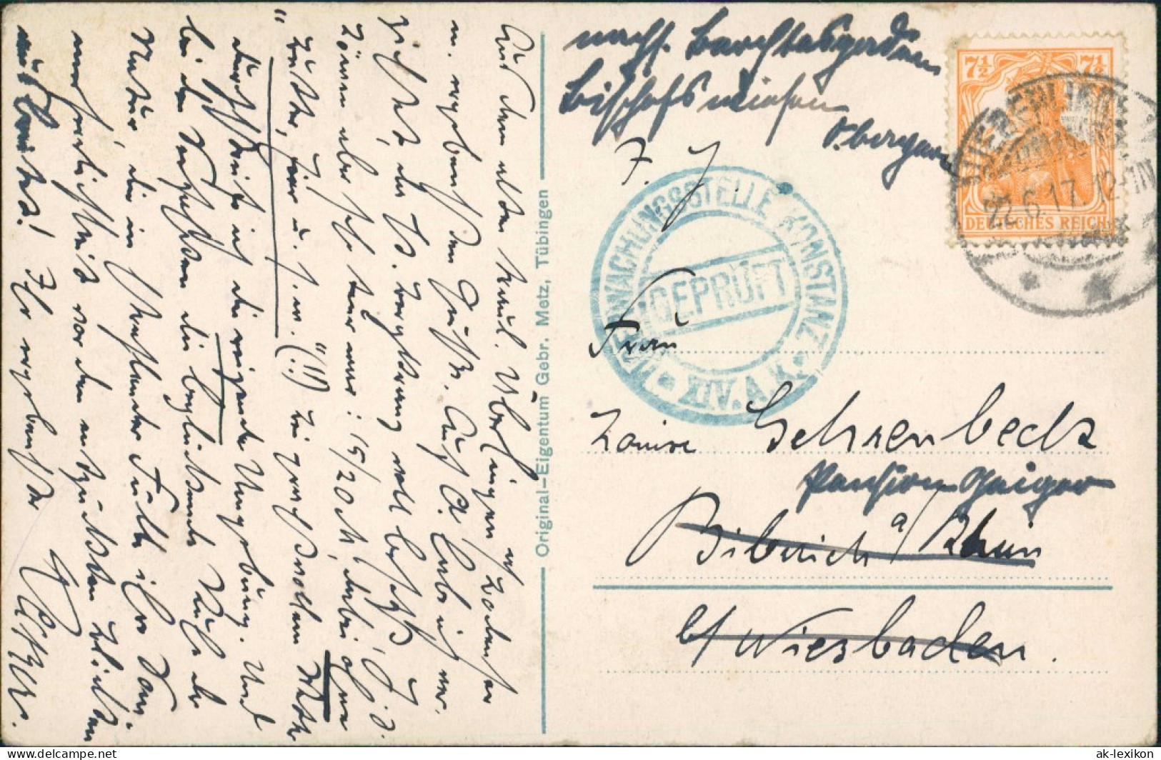 Überlingen Bodensee Panorama, Zensur-/Geprüft-Stempel 1. WK 1917 - Überlingen