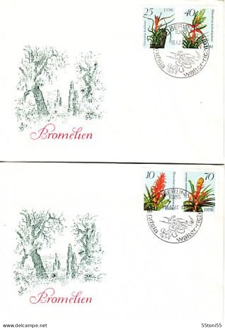 1988 Flora Flowers – Bromelien  2 FDC DDR/Germany - 1981-1990