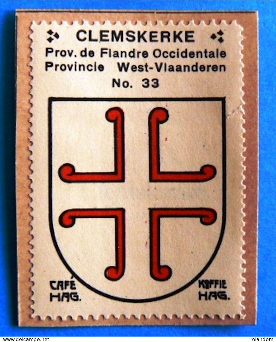 West-Vl N033 Clemskerke Klemskerke Timbre Vignette 1930 Café Hag Armoiries Blason écu TBE - Thé & Café