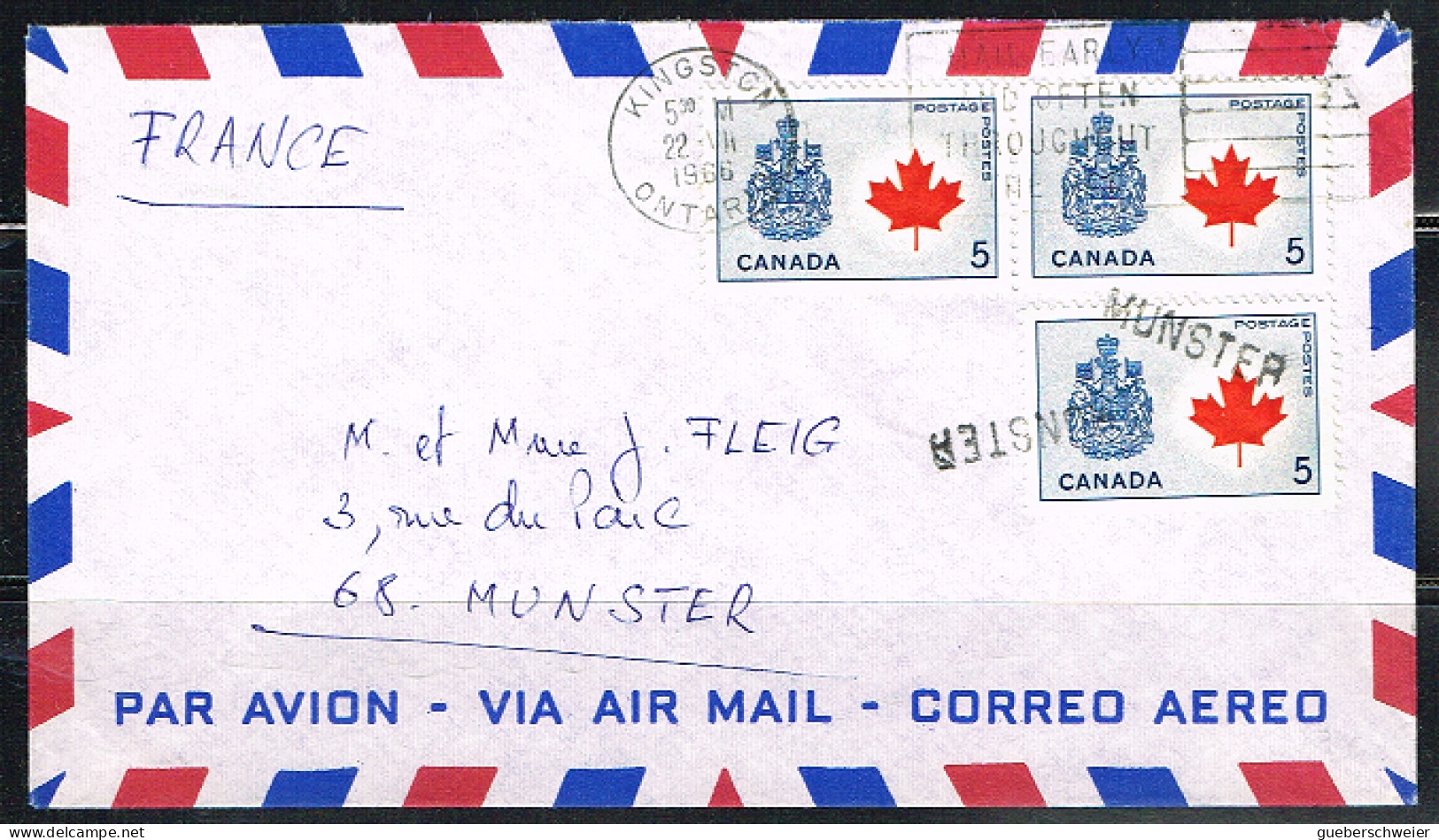 ARB-L37 - CANADA N° 355 Feuille D'érable Sur Lettre Par Avion Pour La France - Briefe U. Dokumente