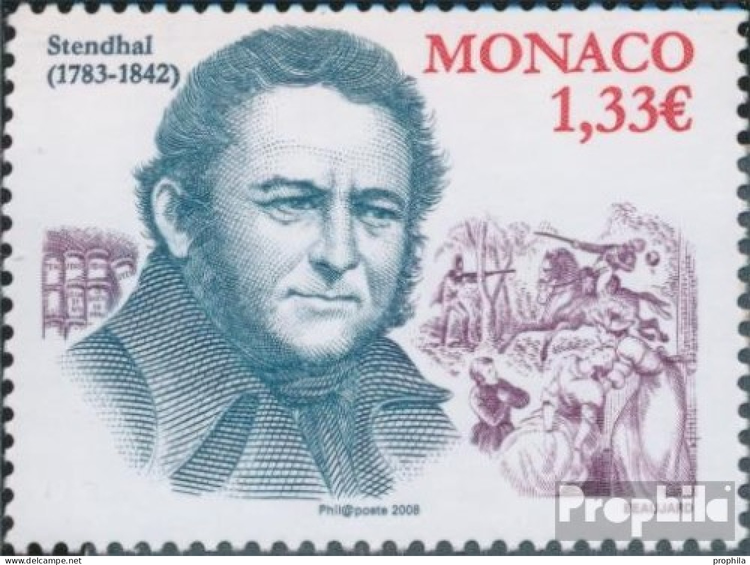 Monaco 2883 (kompl.Ausg.) Postfrisch 2008 Stendhal - Unused Stamps